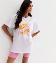 New Look White Sunshine Logo Oversized T-Shirt